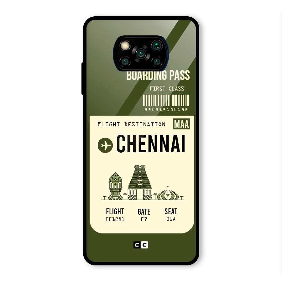 Chennai Boarding Pass Glass Back Case for Poco X3 Pro