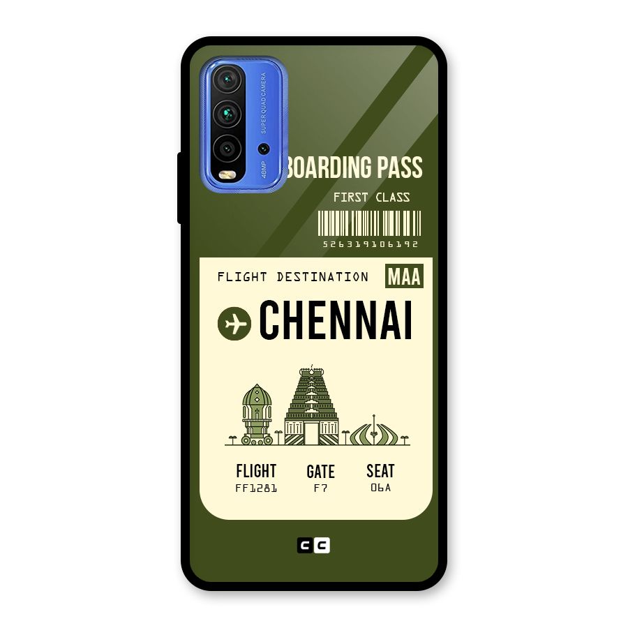 Chennai Boarding Pass Glass Back Case for Redmi 9 Power