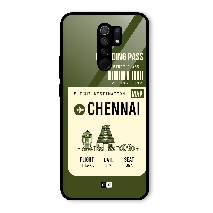 Chennai Boarding Pass Glass Back Case for Redmi 9 Prime