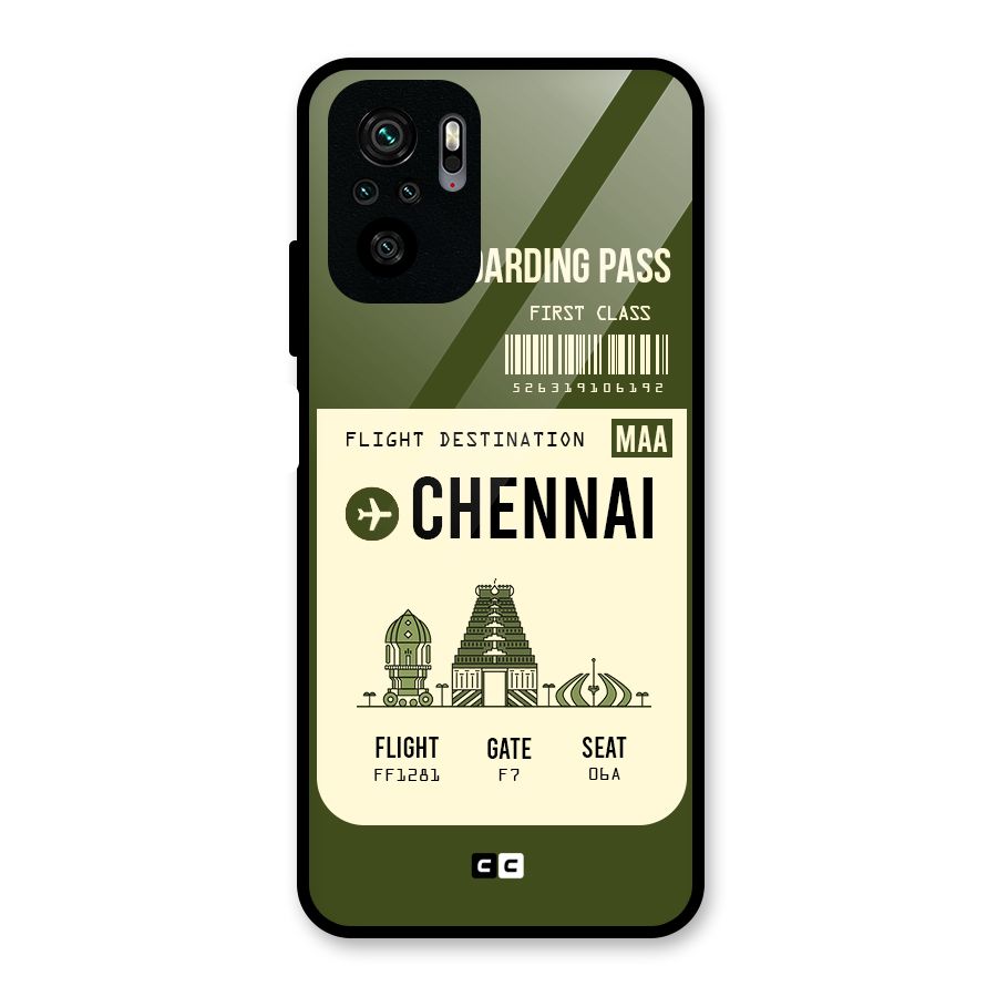 Chennai Boarding Pass Glass Back Case for Redmi Note 10S