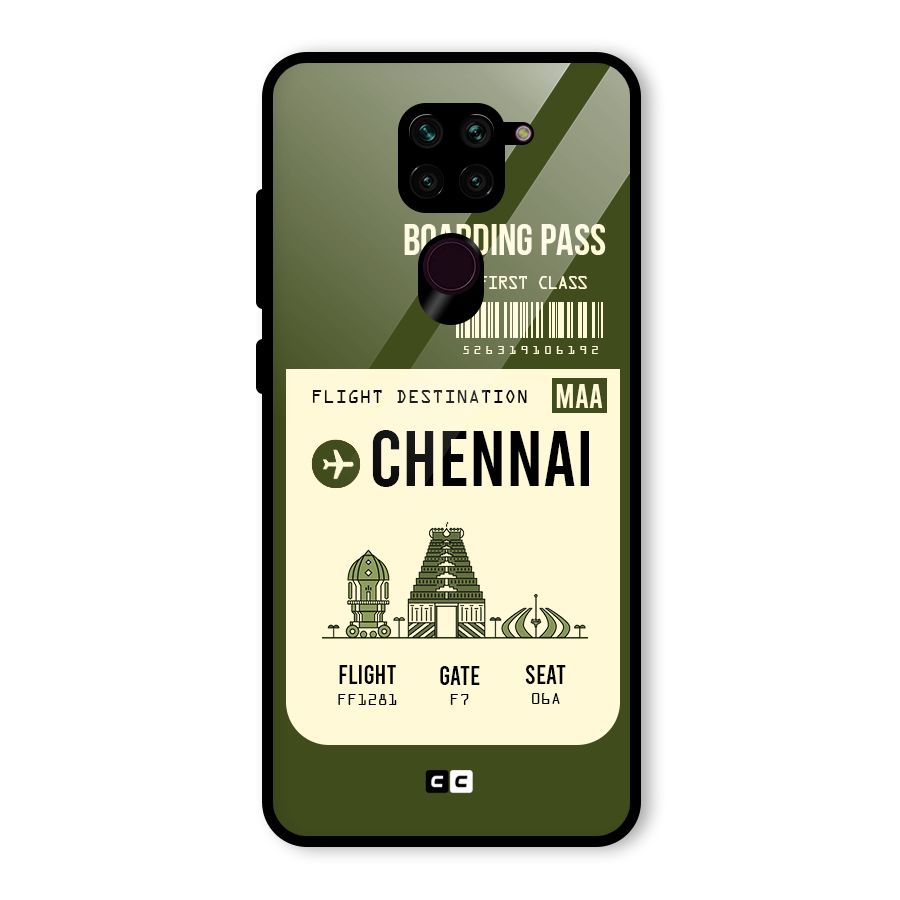Chennai Boarding Pass Glass Back Case for Redmi Note 9