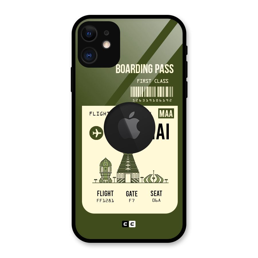 Chennai Boarding Pass Glass Back Case for iPhone 11 Logo Cut