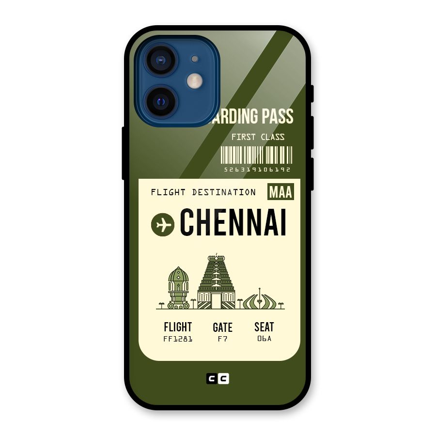 Chennai Boarding Pass Glass Back Case for iPhone 12 Mini