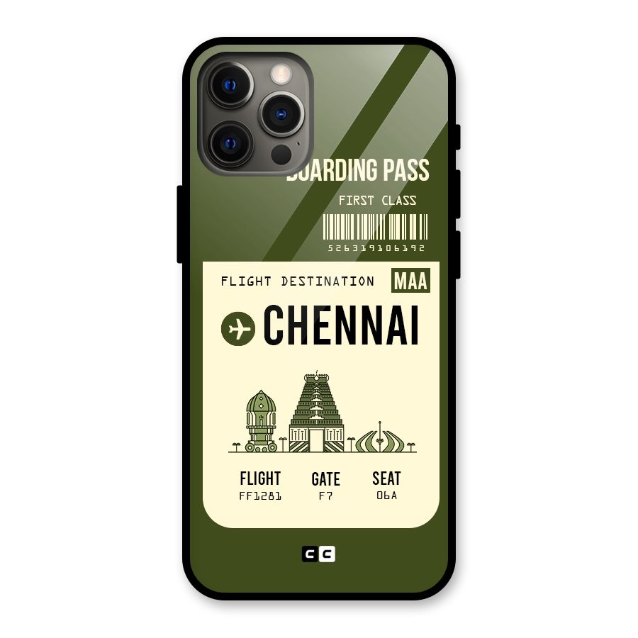 Chennai Boarding Pass Glass Back Case for iPhone 12 Pro Max
