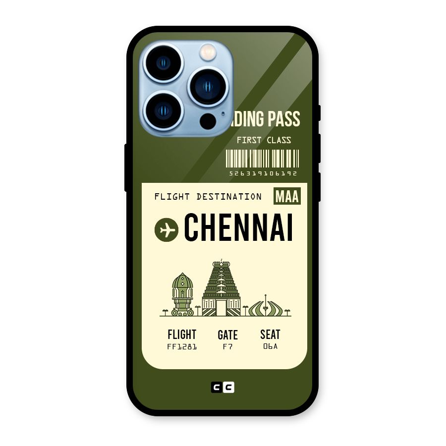 Chennai Boarding Pass Glass Back Case for iPhone 13 Pro
