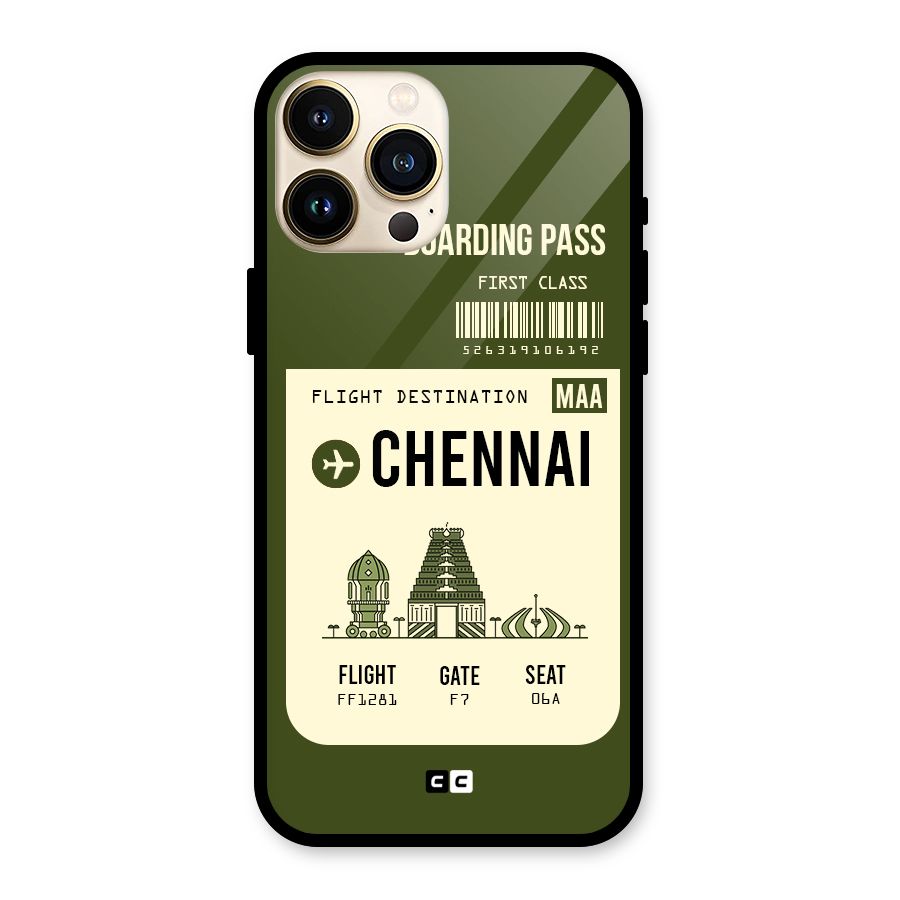 Chennai Boarding Pass Glass Back Case for iPhone 13 Pro Max