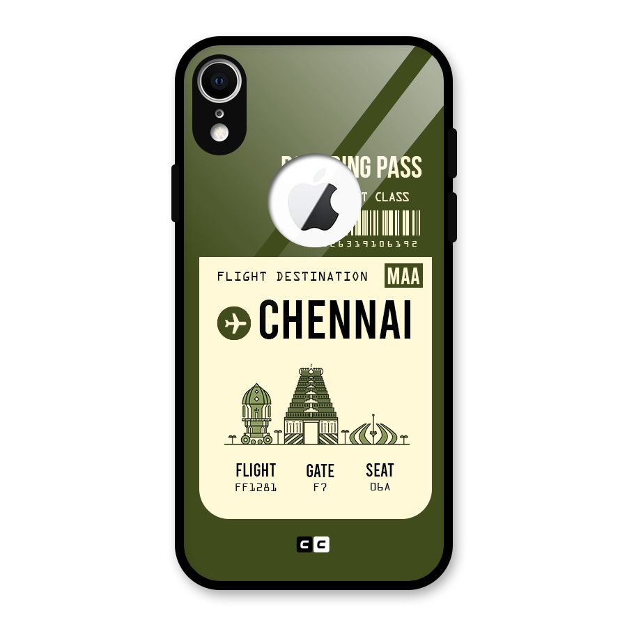 Chennai Boarding Pass Glass Back Case for iPhone XR Logo Cut