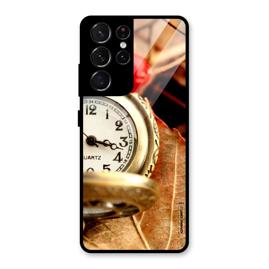 Cherry And Clock Glass Back Case for Galaxy S21 Ultra 5G