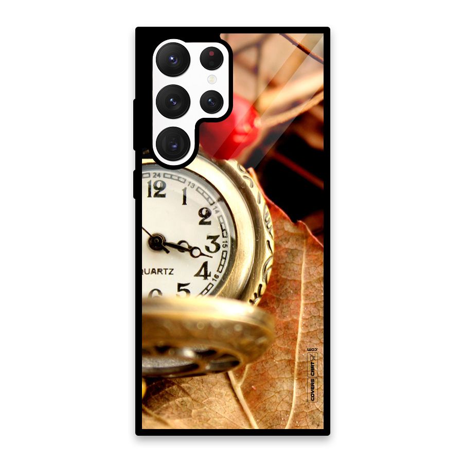 Cherry And Clock Glass Back Case for Galaxy S22 Ultra 5G