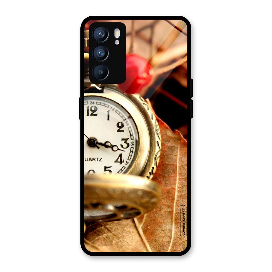 Cherry And Clock Glass Back Case for Oppo Reno6 5G