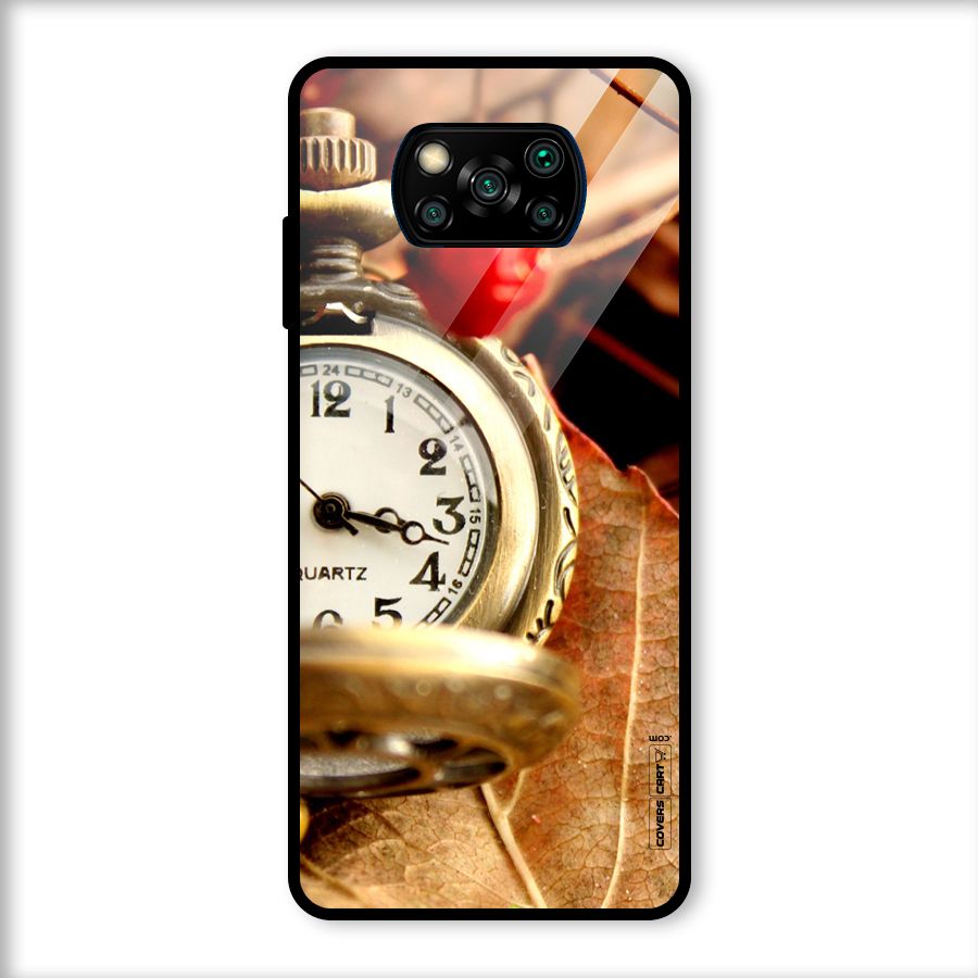 Cherry And Clock Glass Back Case for Poco X3