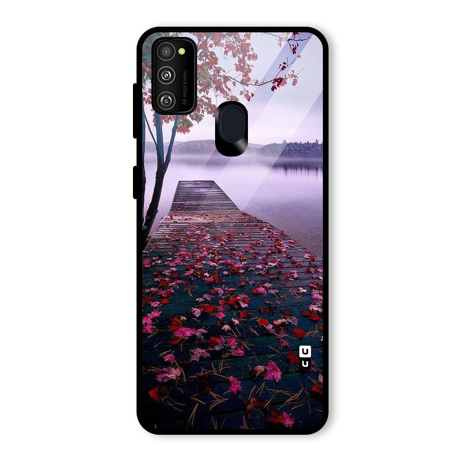 Cherry Blossom Dock Glass Back Case for Galaxy M30s