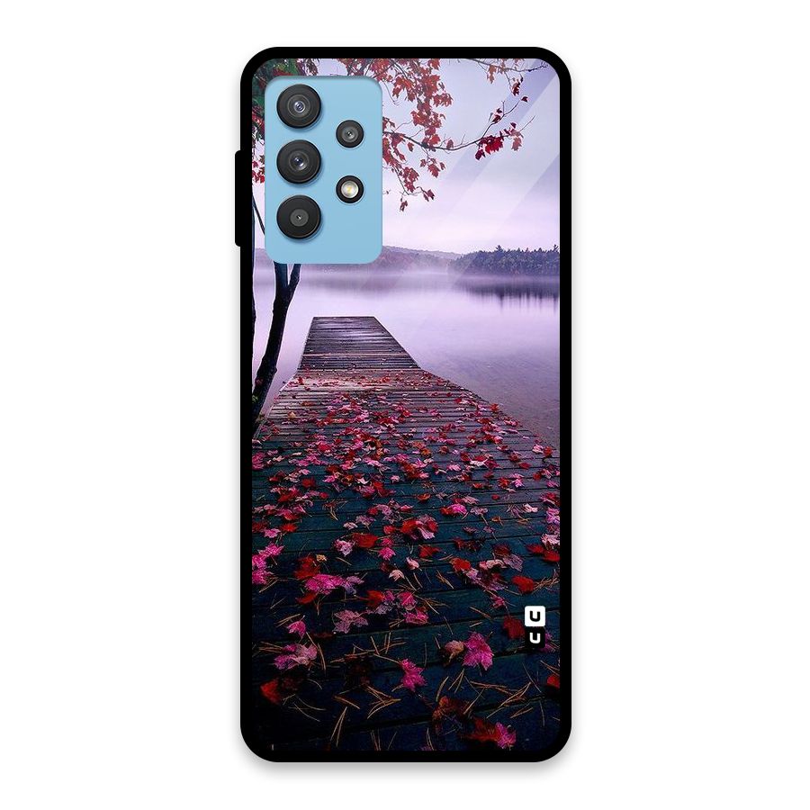 Cherry Blossom Dock Glass Back Case for Galaxy M32 5G