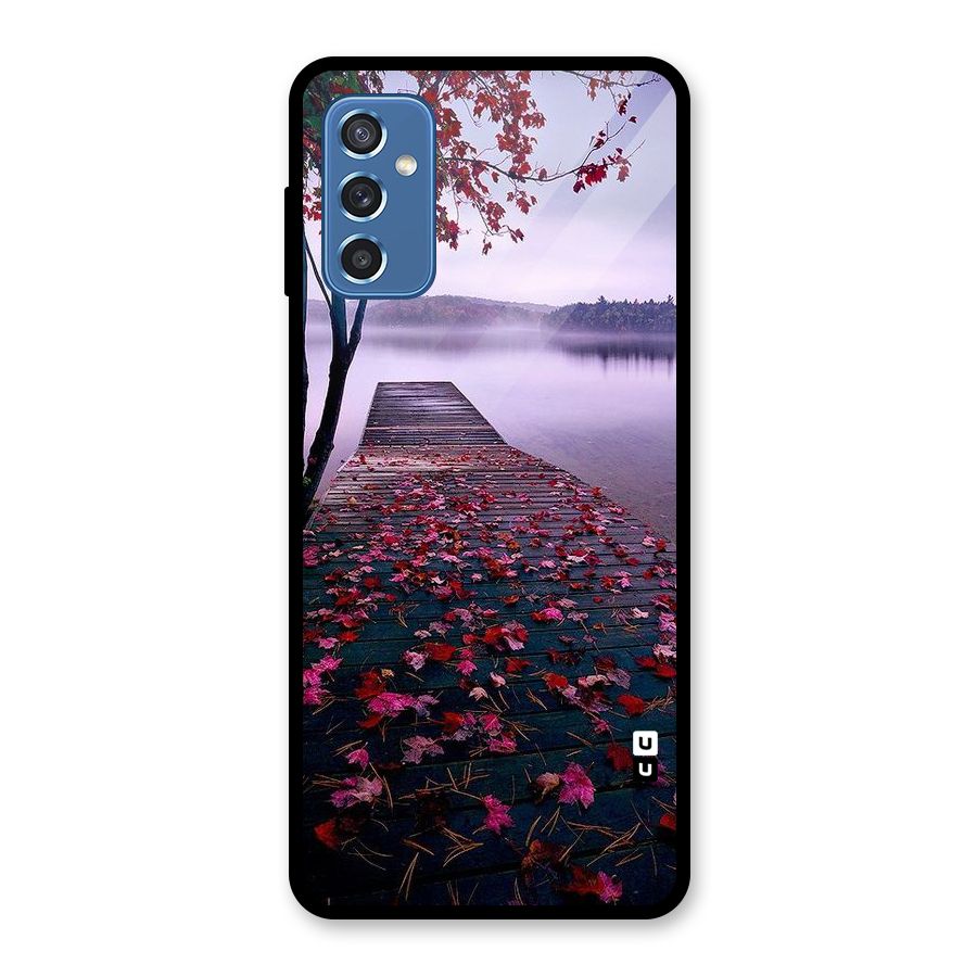 Cherry Blossom Dock Glass Back Case for Galaxy M52 5G