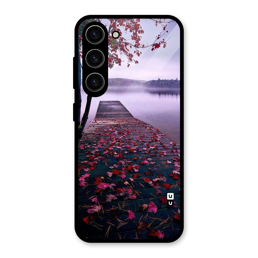 Cherry Blossom Dock Glass Back Case for Galaxy S23