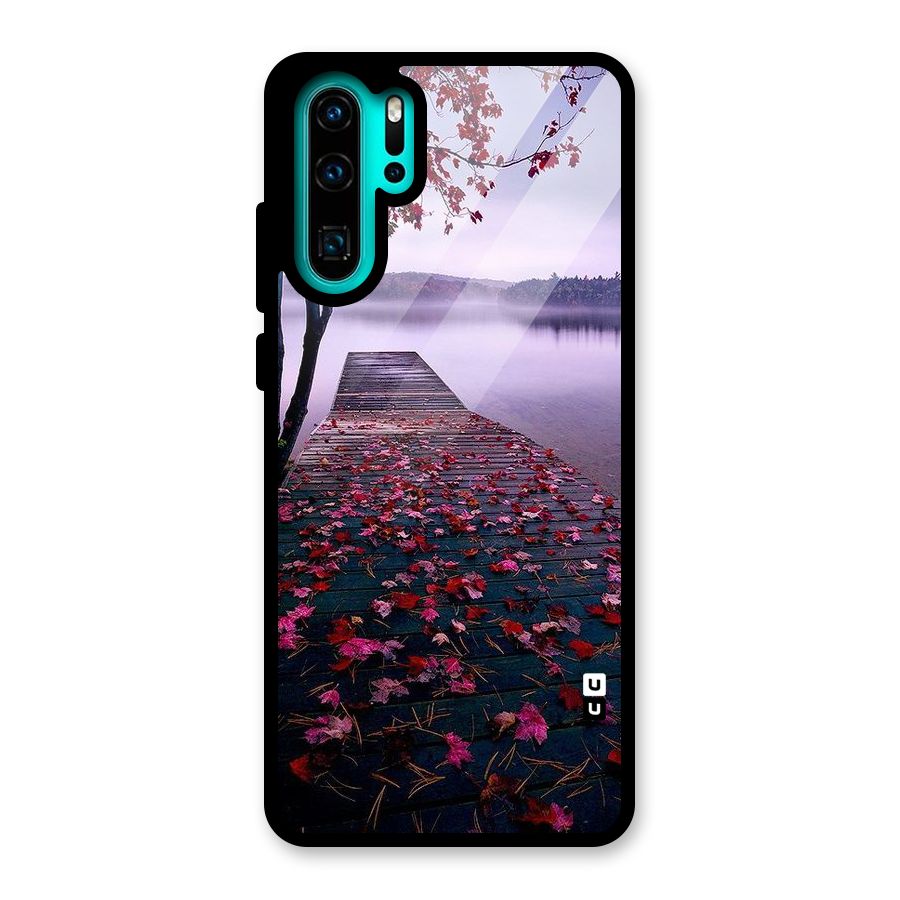 Cherry Blossom Dock Glass Back Case for Huawei P30 Pro