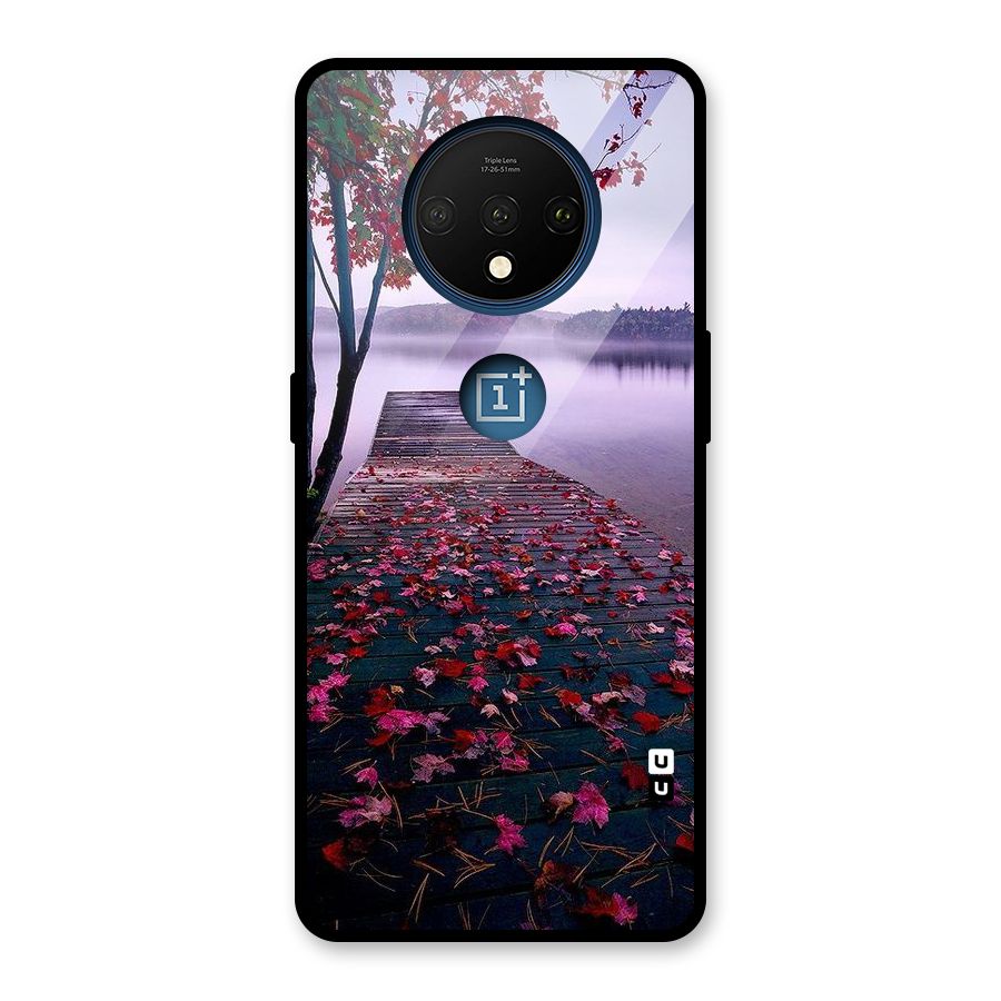 Cherry Blossom Dock Glass Back Case for OnePlus 7T