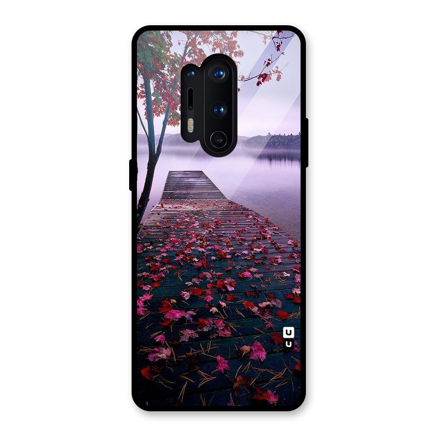 Cherry Blossom Dock Glass Back Case for OnePlus 8 Pro
