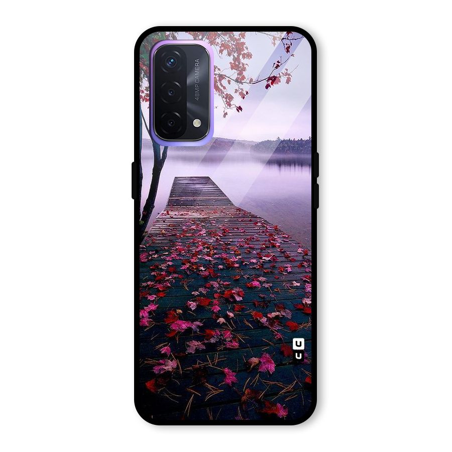 Cherry Blossom Dock Glass Back Case for Oppo A74 5G