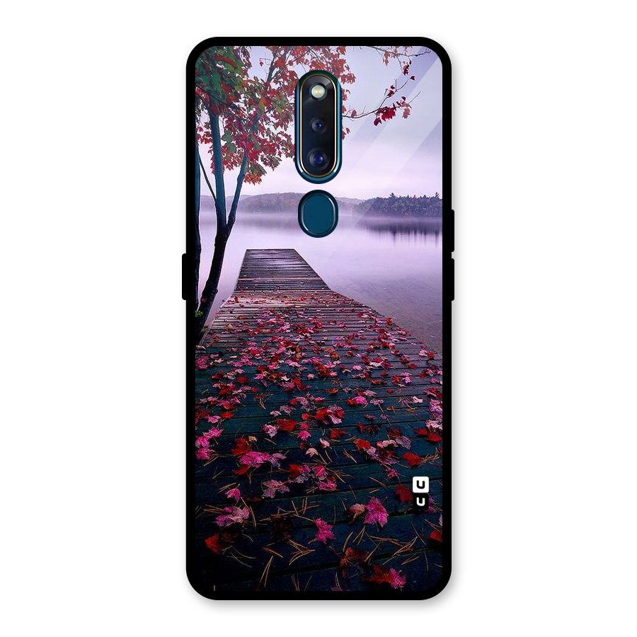 Cherry Blossom Dock Glass Back Case for Oppo F11 Pro