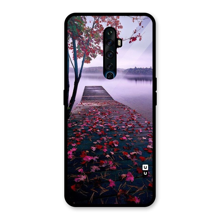 Cherry Blossom Dock Glass Back Case for Oppo Reno2 F