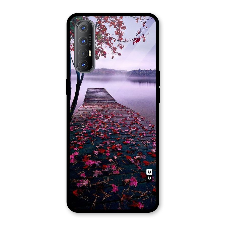 Cherry Blossom Dock Glass Back Case for Oppo Reno3 Pro