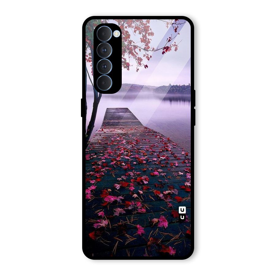 Cherry Blossom Dock Glass Back Case for Oppo Reno4 Pro