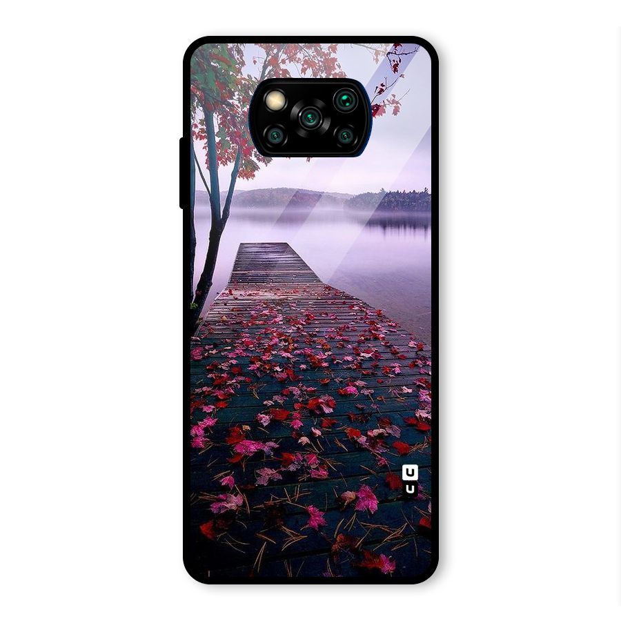 Cherry Blossom Dock Glass Back Case for Poco X3 Pro