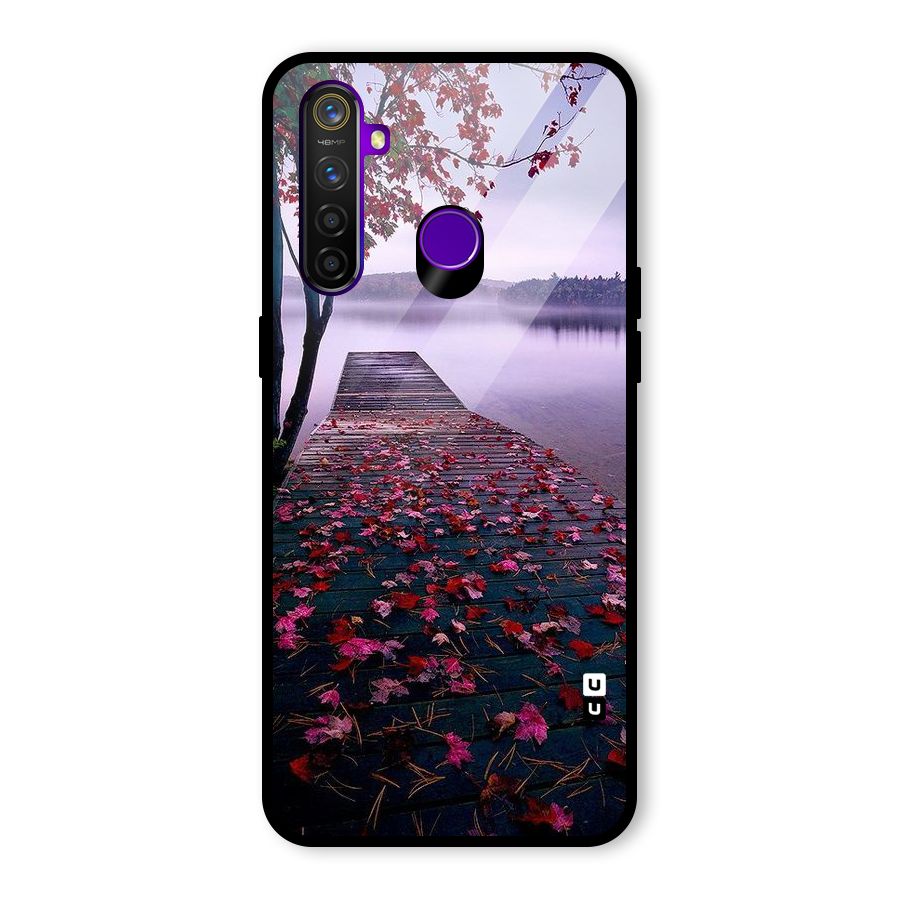 Cherry Blossom Dock Glass Back Case for Realme 5 Pro