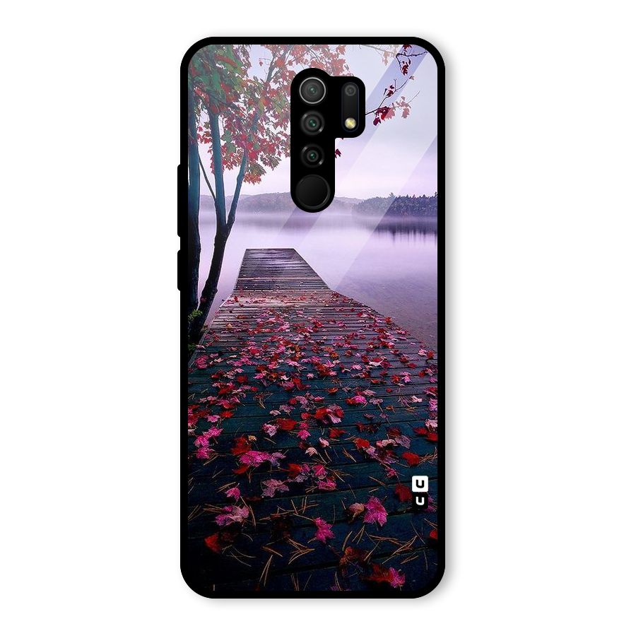 Cherry Blossom Dock Glass Back Case for Redmi 9 Prime