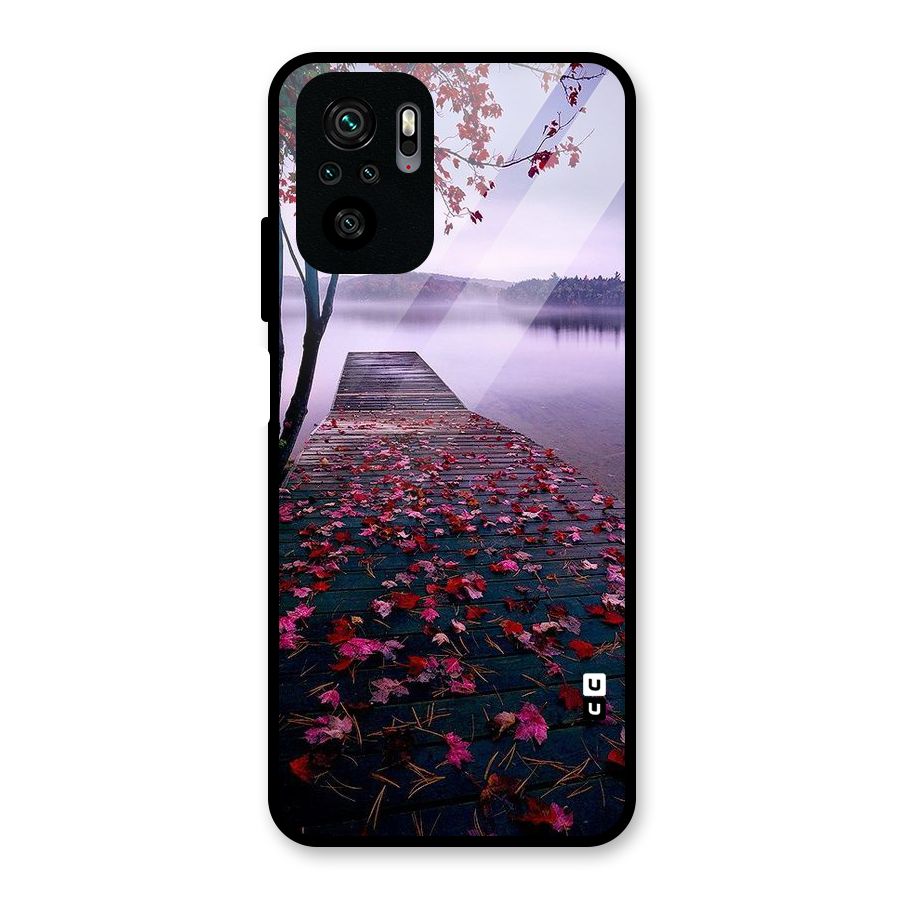 Cherry Blossom Dock Glass Back Case for Redmi Note 10S