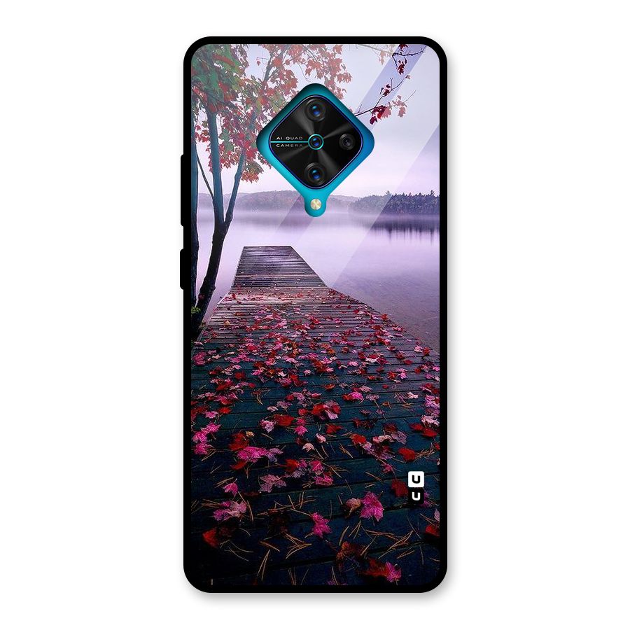 Cherry Blossom Dock Glass Back Case for Vivo S1 Pro