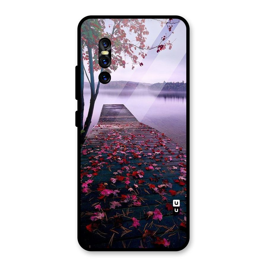 Cherry Blossom Dock Glass Back Case for Vivo V15 Pro