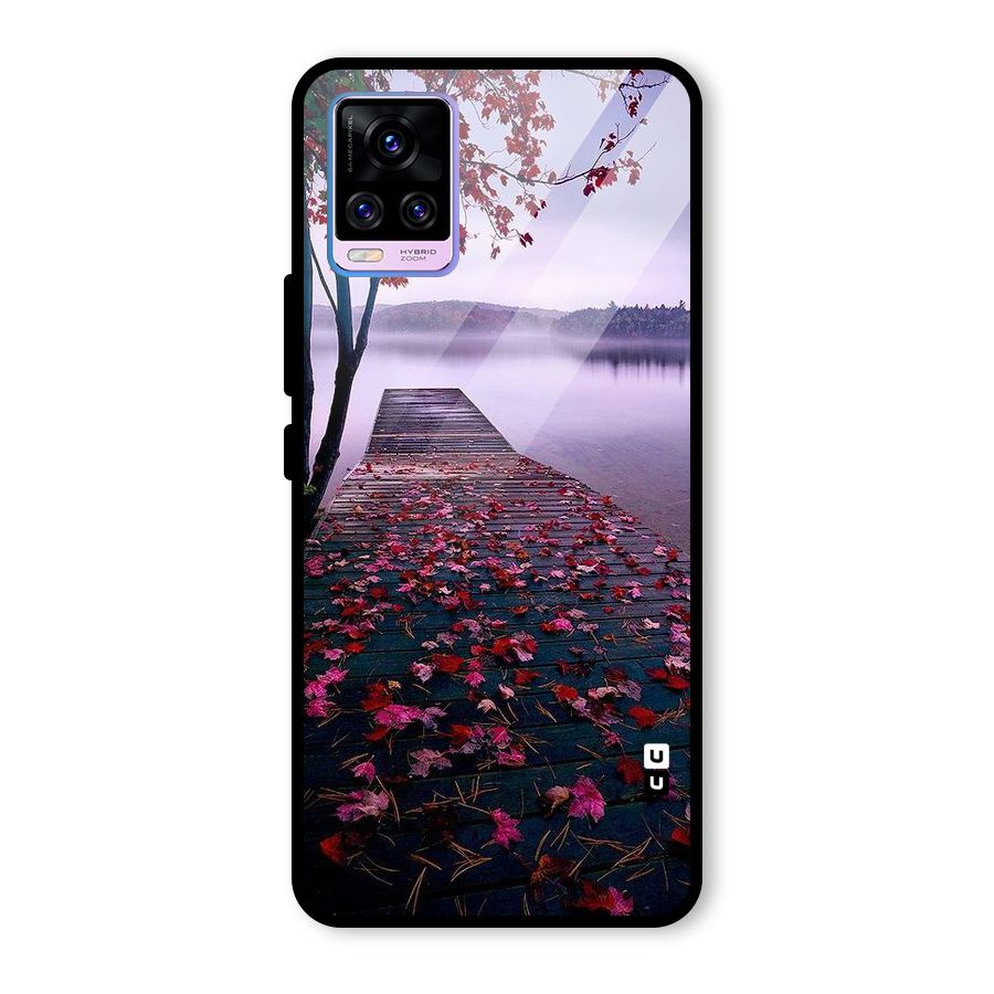 Cherry Blossom Dock Glass Back Case for Vivo V20 Pro