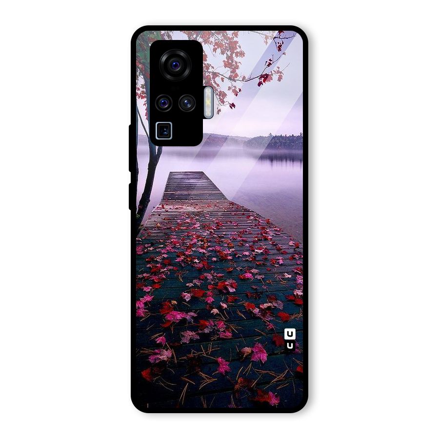 Cherry Blossom Dock Glass Back Case for Vivo X50 Pro