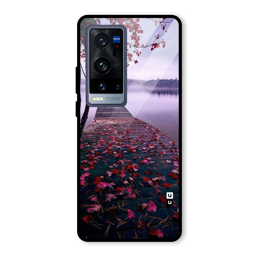 Cherry Blossom Dock Glass Back Case for Vivo X60 Pro Plus