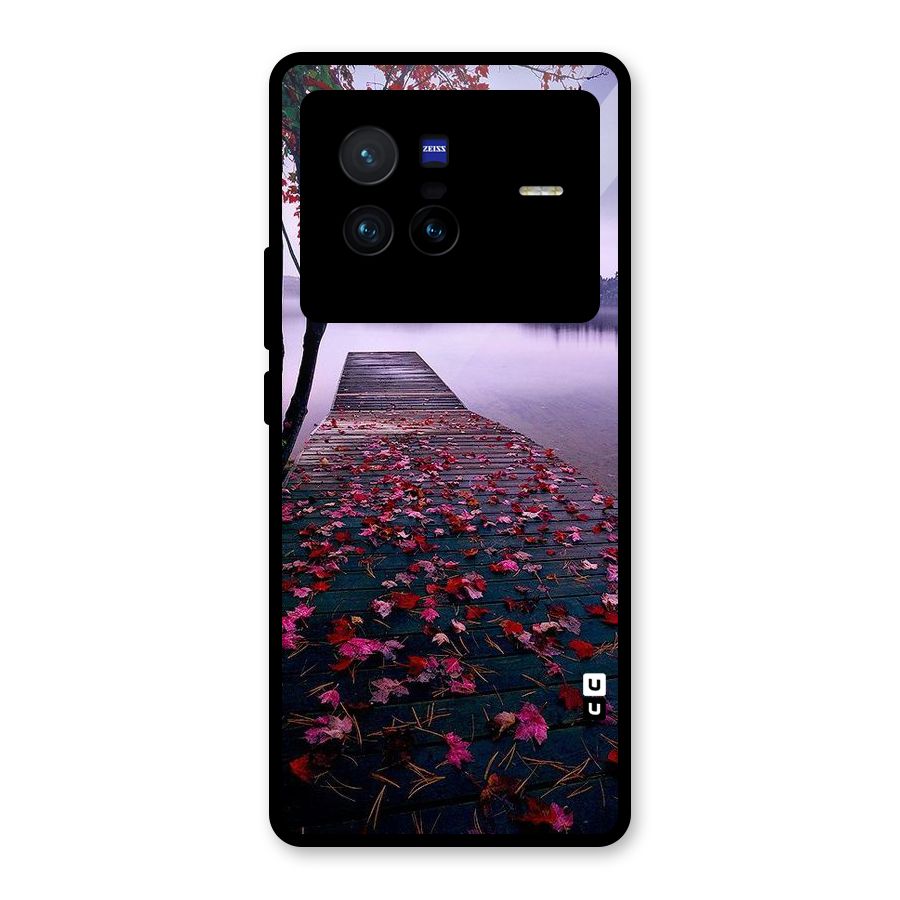 Cherry Blossom Dock Glass Back Case for Vivo X80