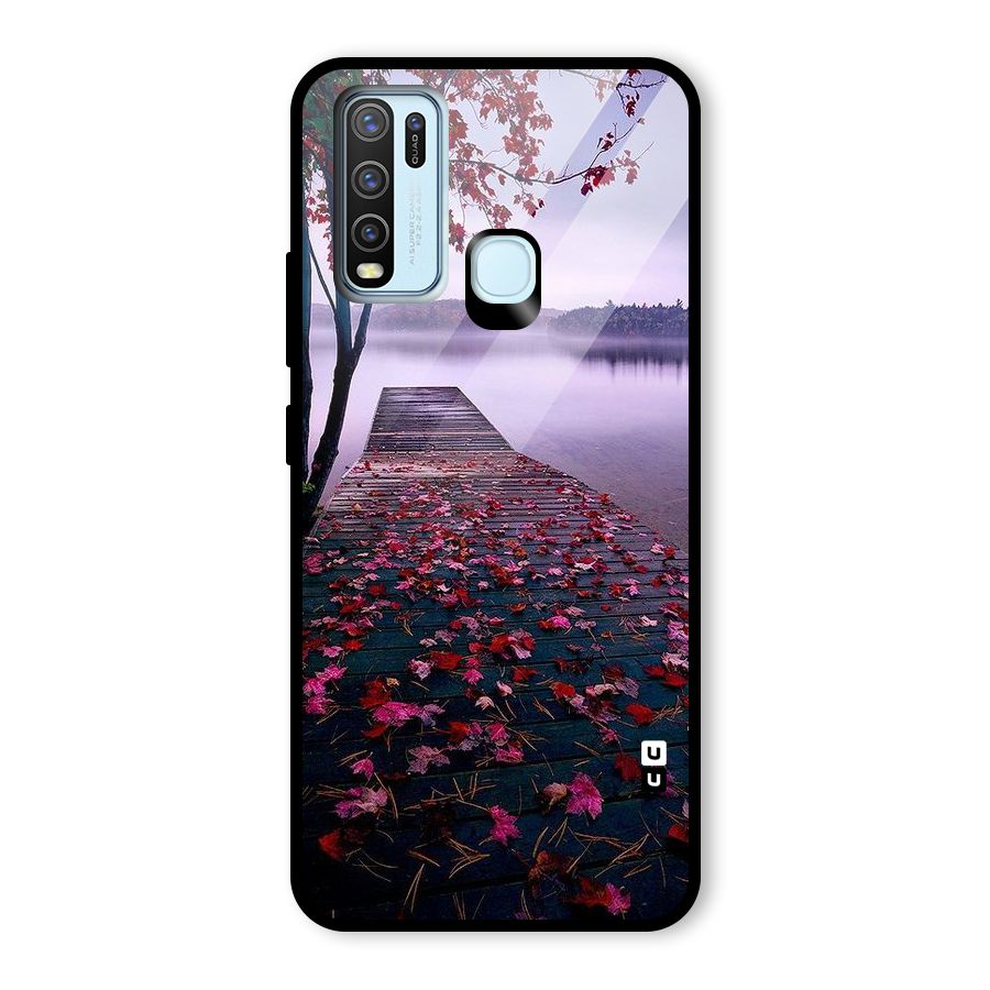 Cherry Blossom Dock Glass Back Case for Vivo Y30
