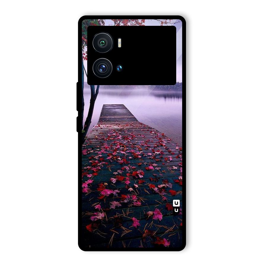 Cherry Blossom Dock Glass Back Case for Vivo iQOO 9 Pro
