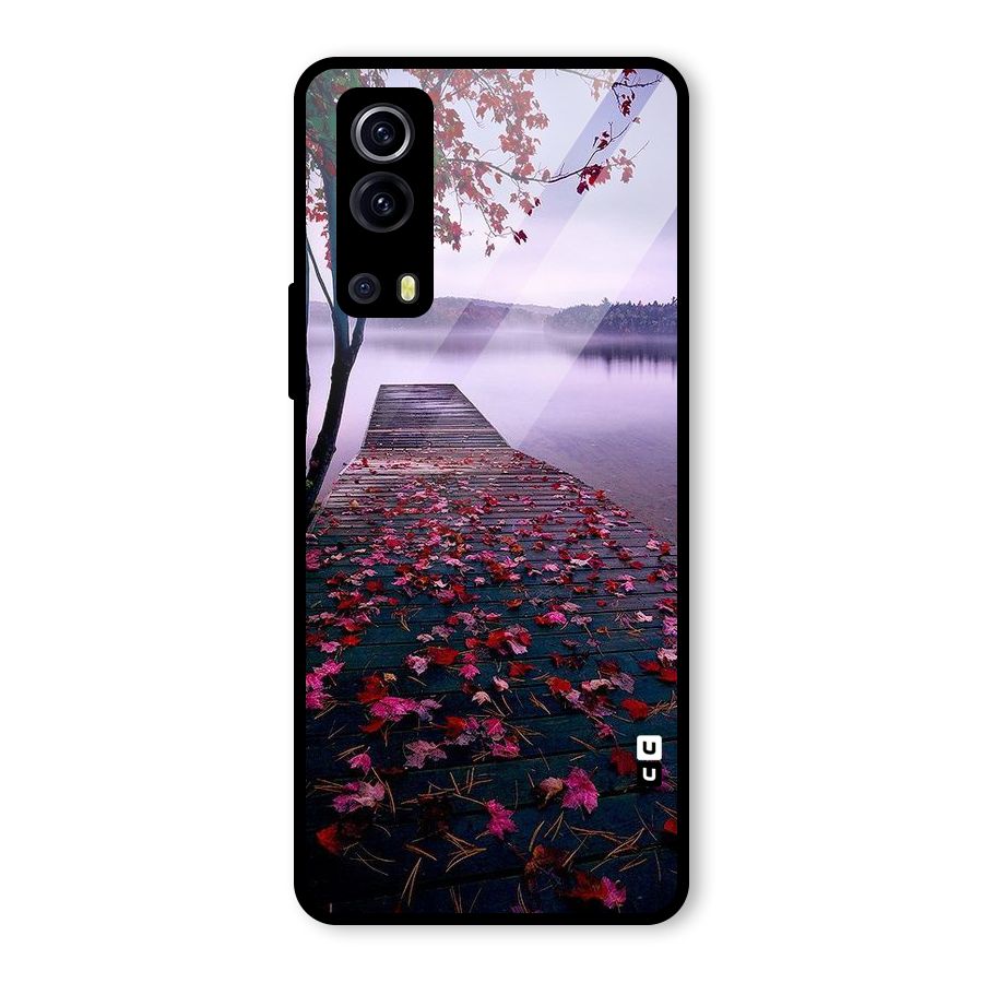 Cherry Blossom Dock Glass Back Case for Vivo iQOO Z3
