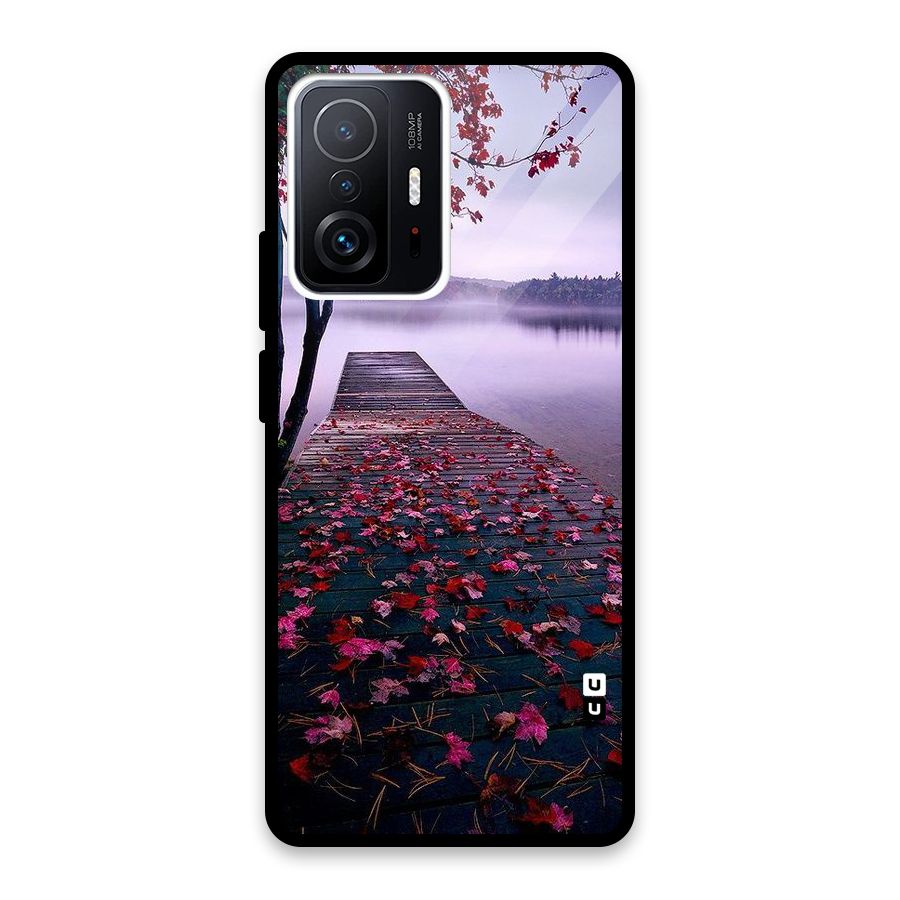 Cherry Blossom Dock Glass Back Case for Xiaomi 11T Pro