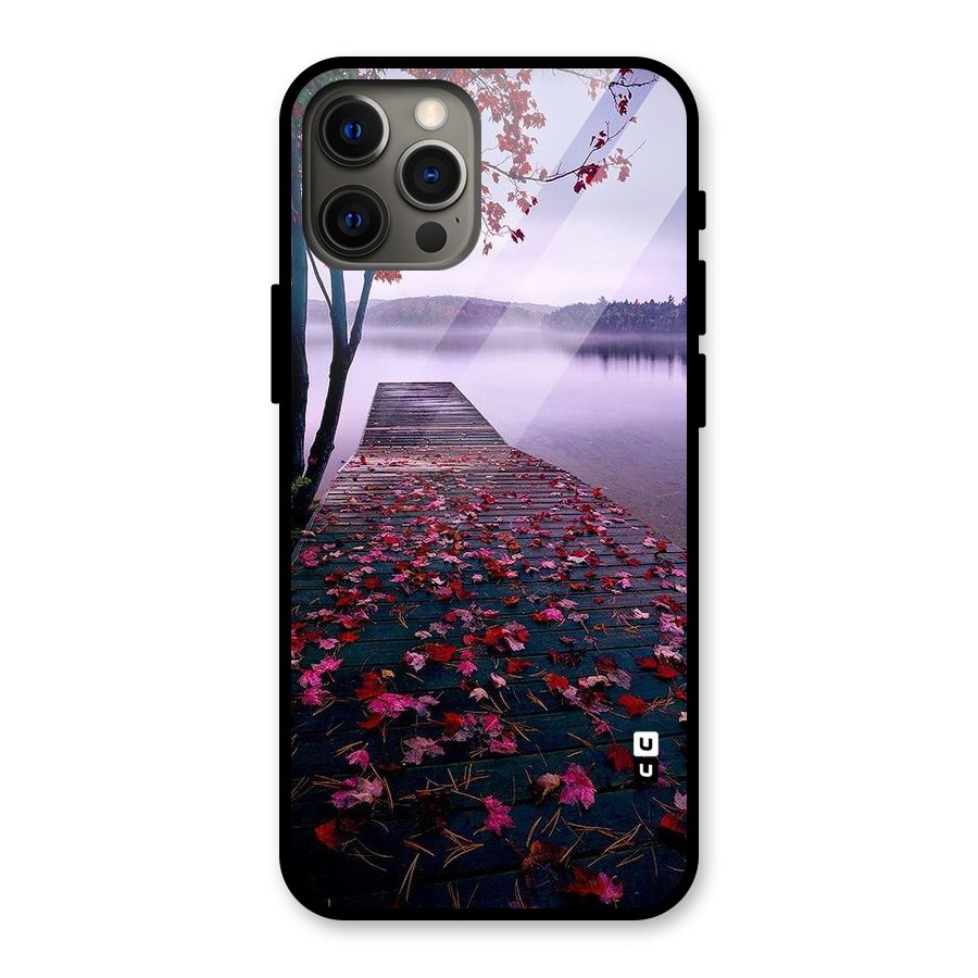 Cherry Blossom Dock Glass Back Case for iPhone 12 Pro Max