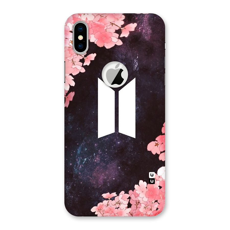 Cherry Blossom Pause Design Back Case for iPhone XS Logo Cut
