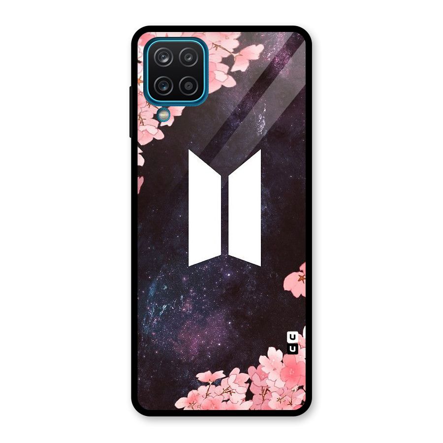 Cherry Blossom Pause Design Glass Back Case for Galaxy A12