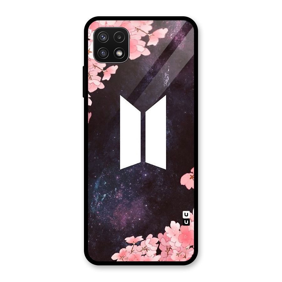 Cherry Blossom Pause Design Glass Back Case for Galaxy A22 5G