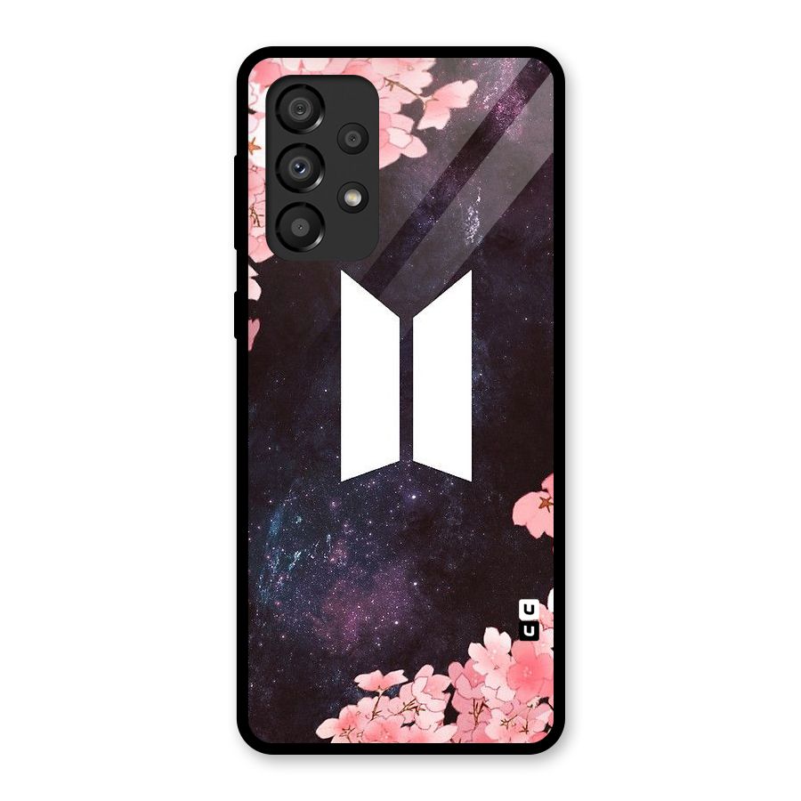 Cherry Blossom Pause Design Glass Back Case for Galaxy A33 5G