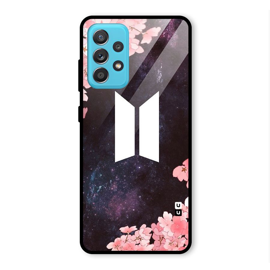 Cherry Blossom Pause Design Glass Back Case for Galaxy A52