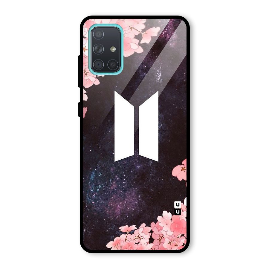 Cherry Blossom Pause Design Glass Back Case for Galaxy A71
