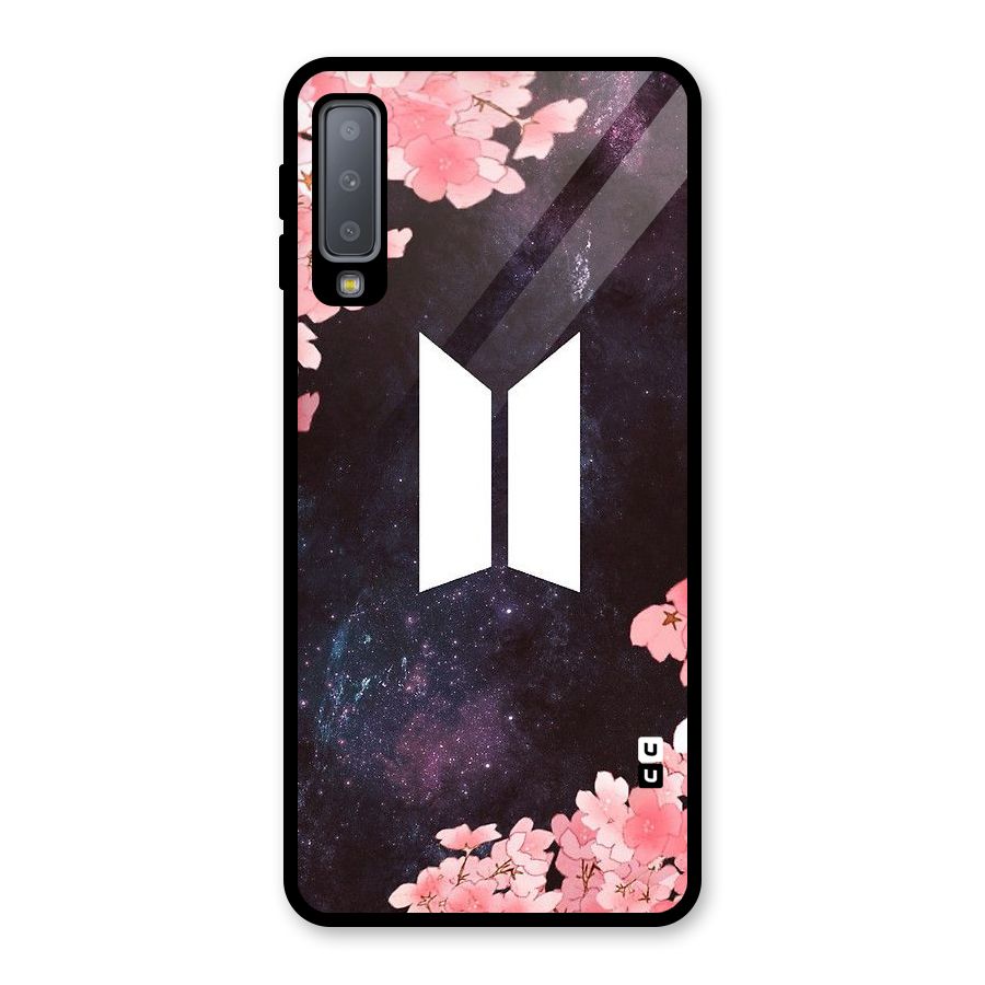 Cherry Blossom Pause Design Glass Back Case for Galaxy A7 (2018)