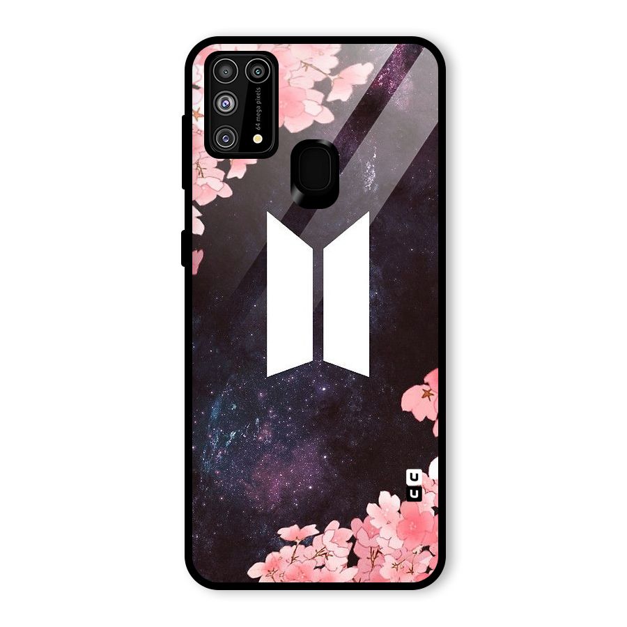 Cherry Blossom Pause Design Glass Back Case for Galaxy F41